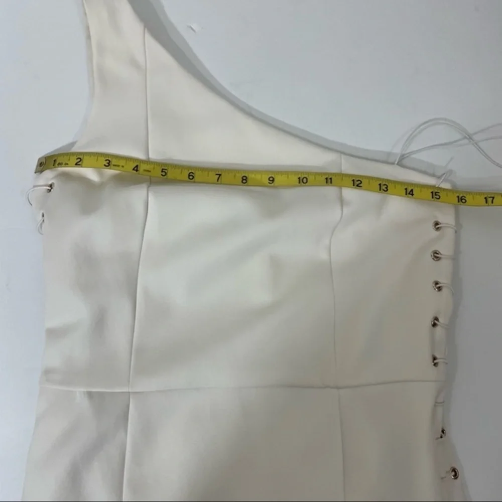 MISHA strech lace up sides midi dress one shoulder white size medium M cut out - Picture 11 of 15